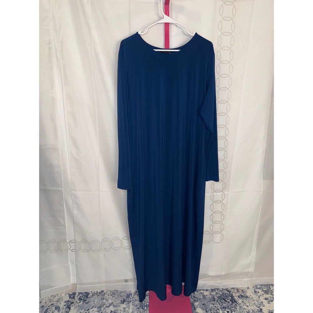 Universal Standard Geneva Maxi Dress Navy Blue Long Sleeve Crew Neck Size M